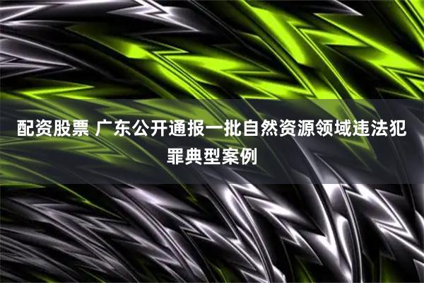 配资股票 广东公开通报一批自然资源领域违法犯罪典型案例
